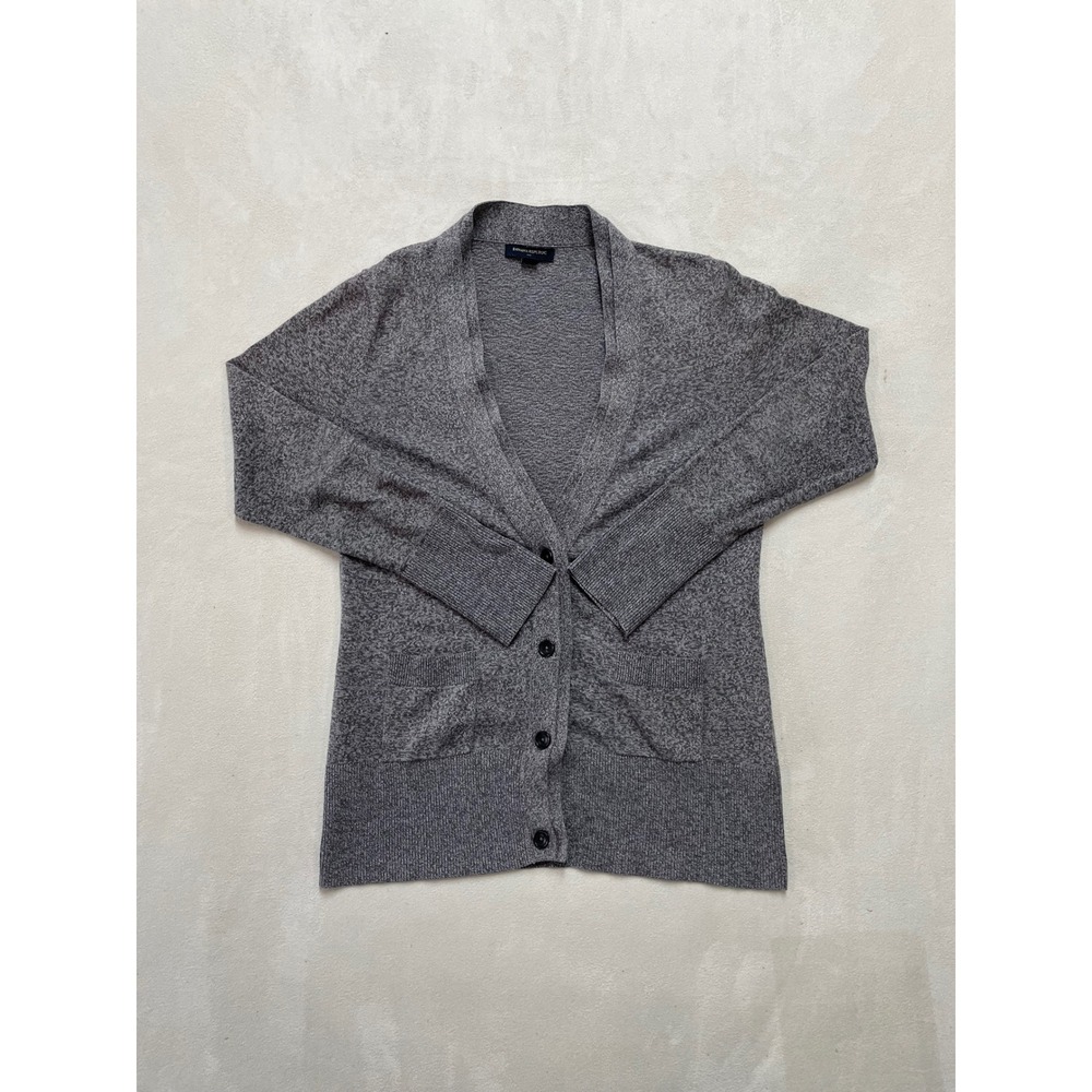 Banana Republic Womens Gray V-Neck Button Front Cardigan Sweater Pockets Size M
